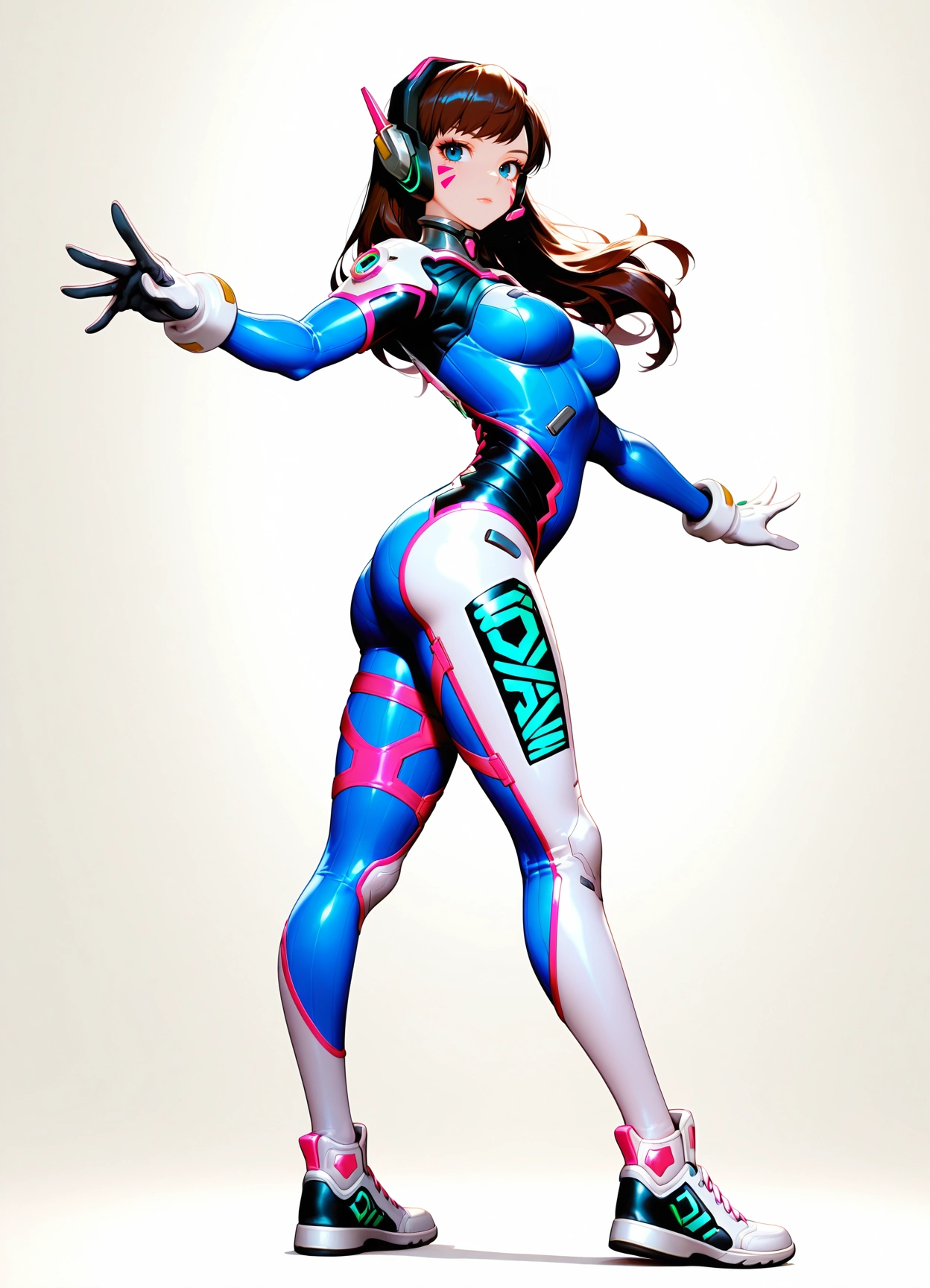 1girl, solo, bodysuit, long hair, brown hair, breasts