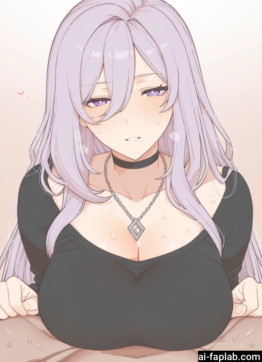 breasts, 1girl, large breasts, long hair, purple eyes, choker · Yamete.gg