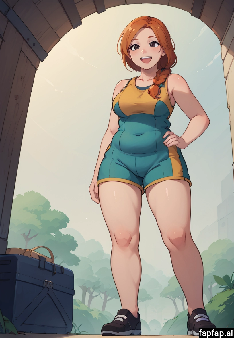 1girl, solo, breasts, hand on hip, open mouth, braid · Yamete.gg