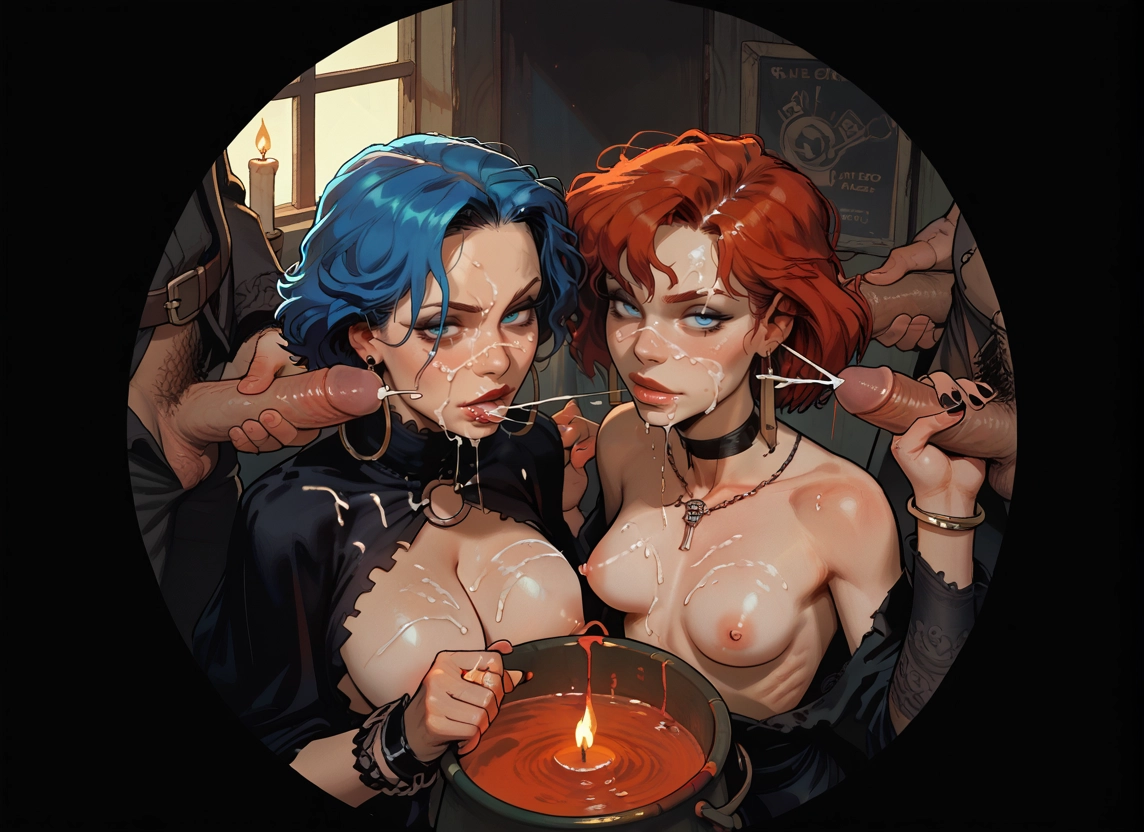 penis, breasts, nipples, multiple girls, cum, 2girls · Yamete.gg