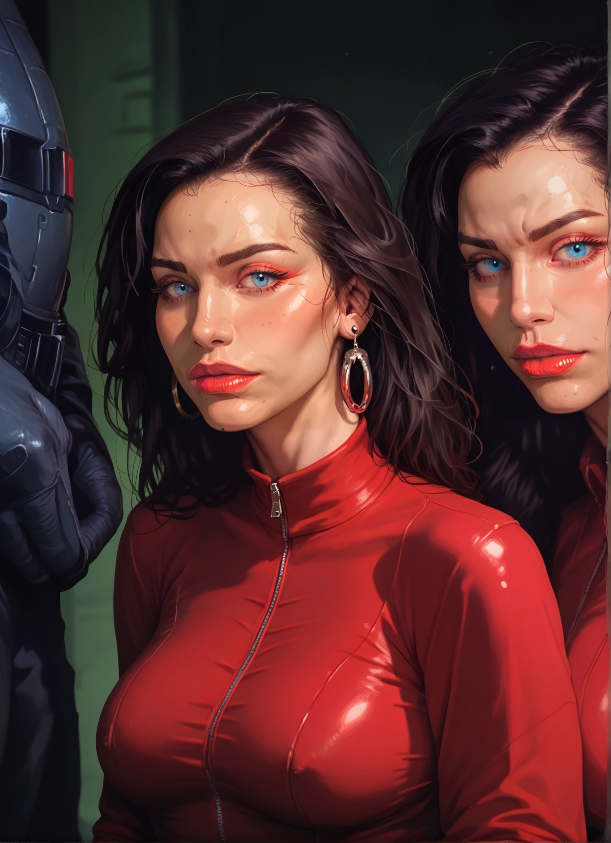 jewelry, earrings, blue eyes, breasts, mole, multiple girls · Yamete.gg