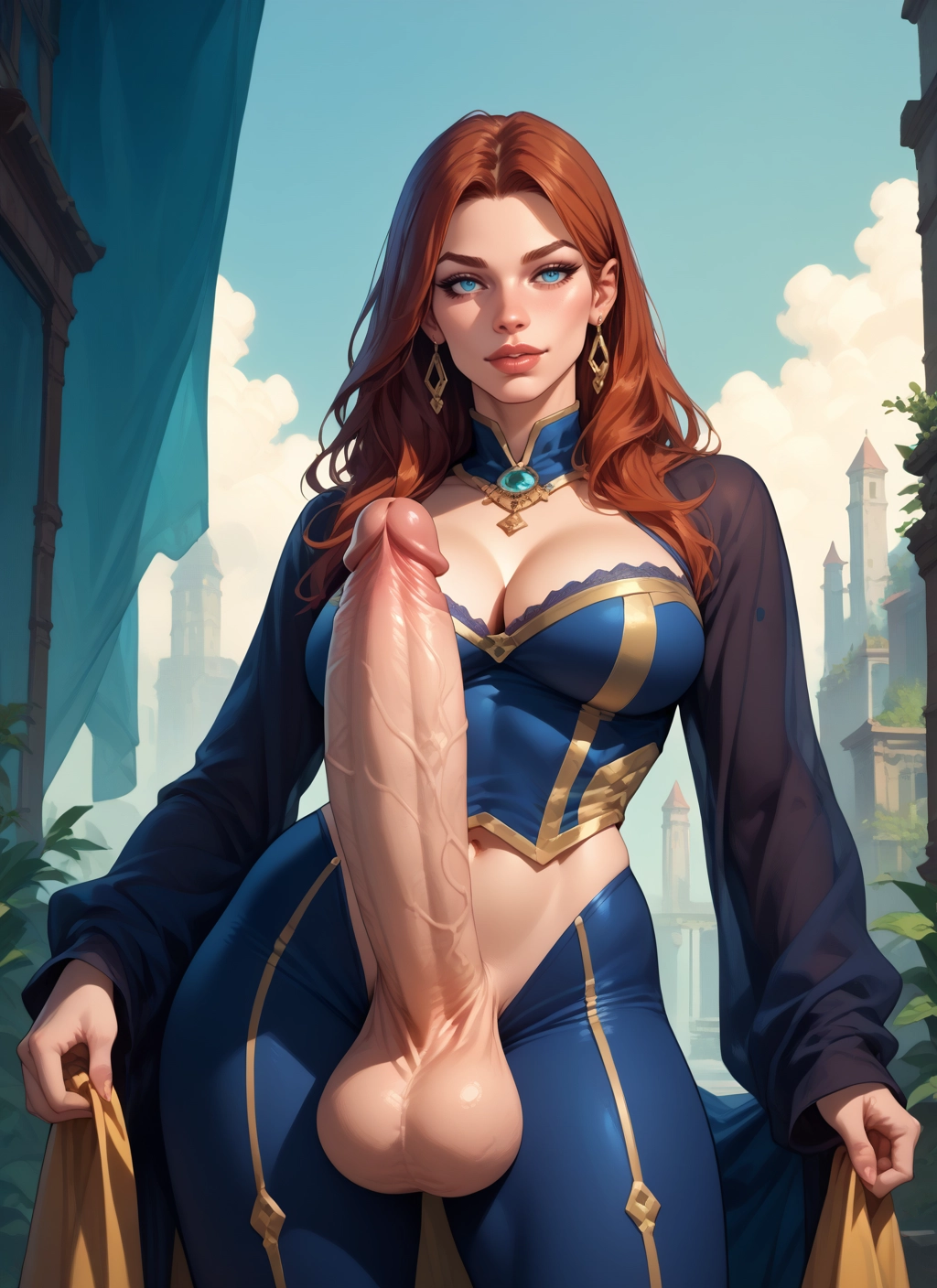 1girl, solo, breasts, penis, futanari, jewelry · Yamete.gg