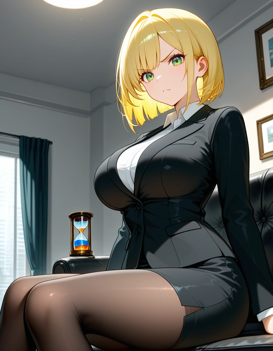 1girl, breasts, solo, blonde hair, pantyhose, large breasts · Yamete.gg