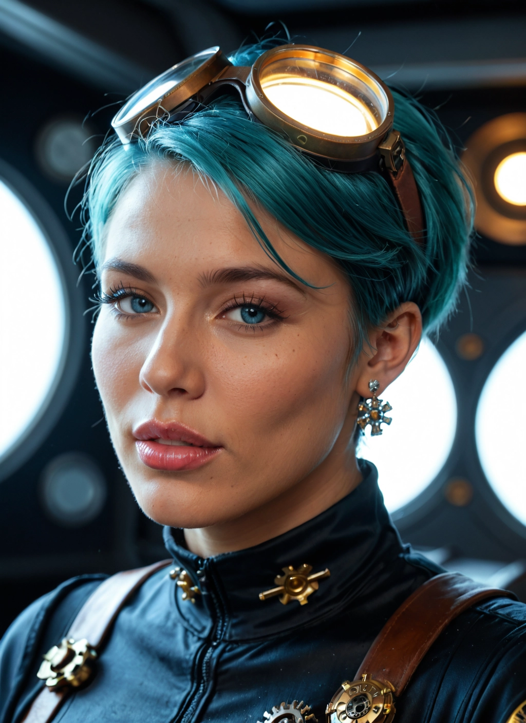 1girl, solo, goggles, jewelry, earrings, short hair · Yamete.gg