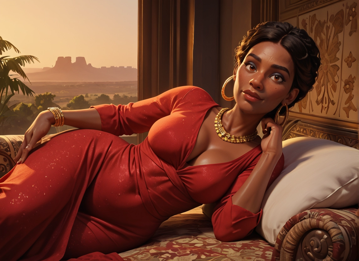 1girl, jewelry, breasts, dress, dark skin, dark-skinned female · Yamete.gg
