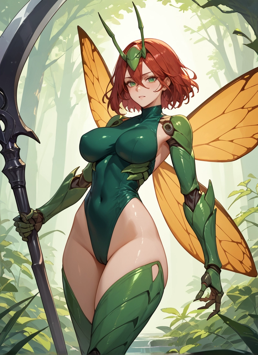 1girl, breasts, solo, wings, green eyes, leotard · Yamete.gg