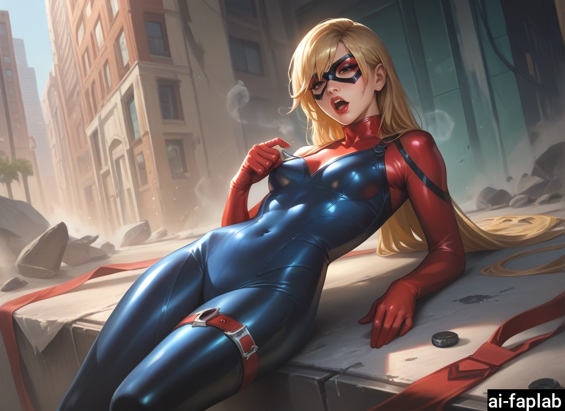 1girl, bodysuit, blonde hair, long hair, mask, solo · Yamete.gg