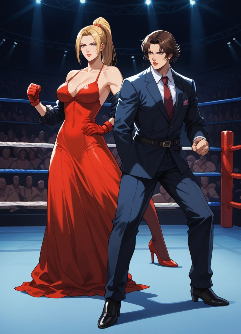 red dress, breasts, high heels, gloves, dress, formal · Yamete.gg