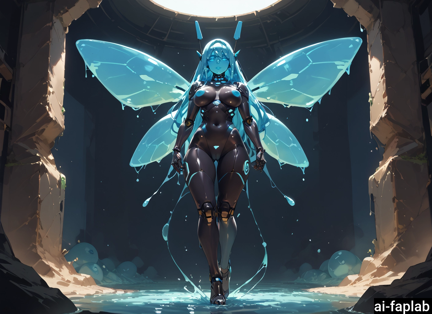 1girl, solo, wings, breasts, long hair, joints · Yamete.gg