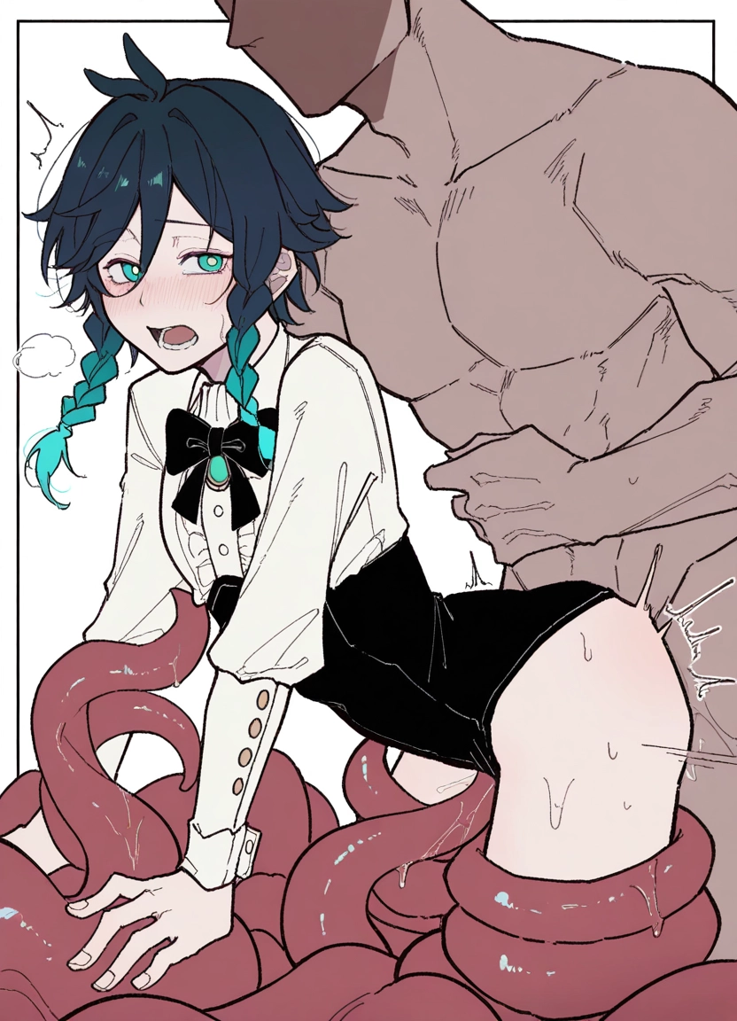 yaoi, male focus, venti (genshin impact), multiple boys, tentacles, 2boys · Yamete.gg