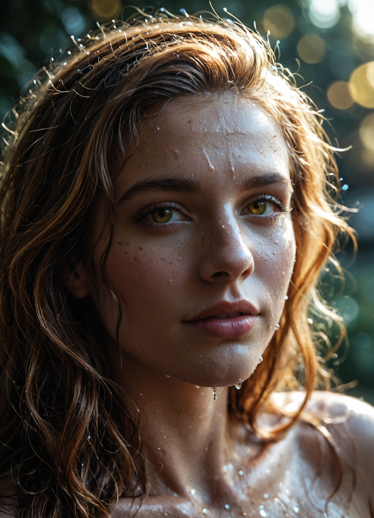 1girl, solo, freckles, realistic, wet, long hair · Yamete.gg