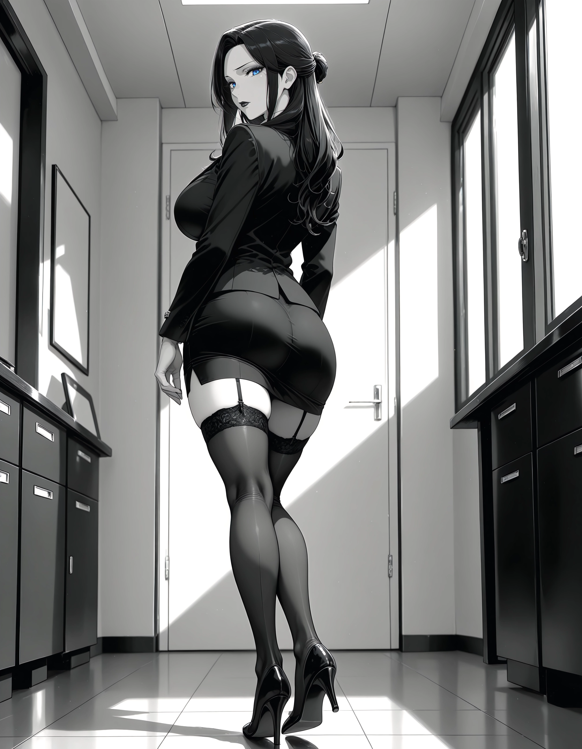 1girl, ass, thighhighs, high heels, skirt, breasts · Yamete.gg