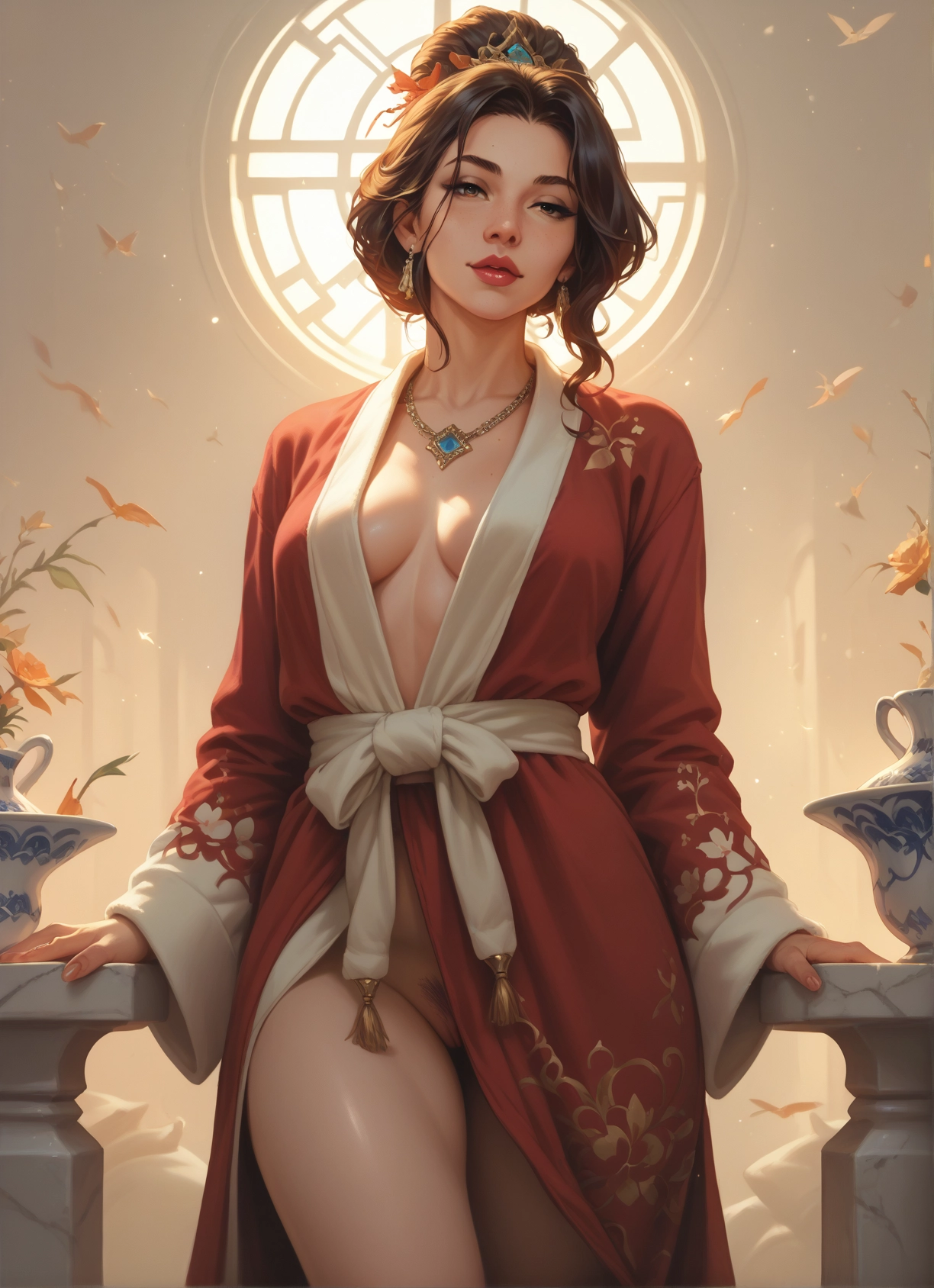 1girl, breasts, jewelry, solo, earrings, necklace · Yamete.gg