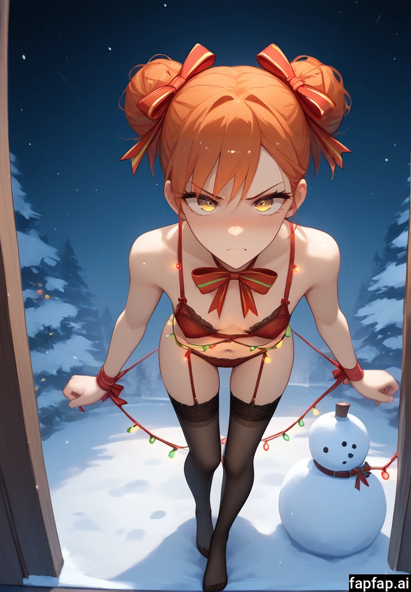 1girl, solo, underwear, thighhighs, hair bun, red bra · Yamete.gg