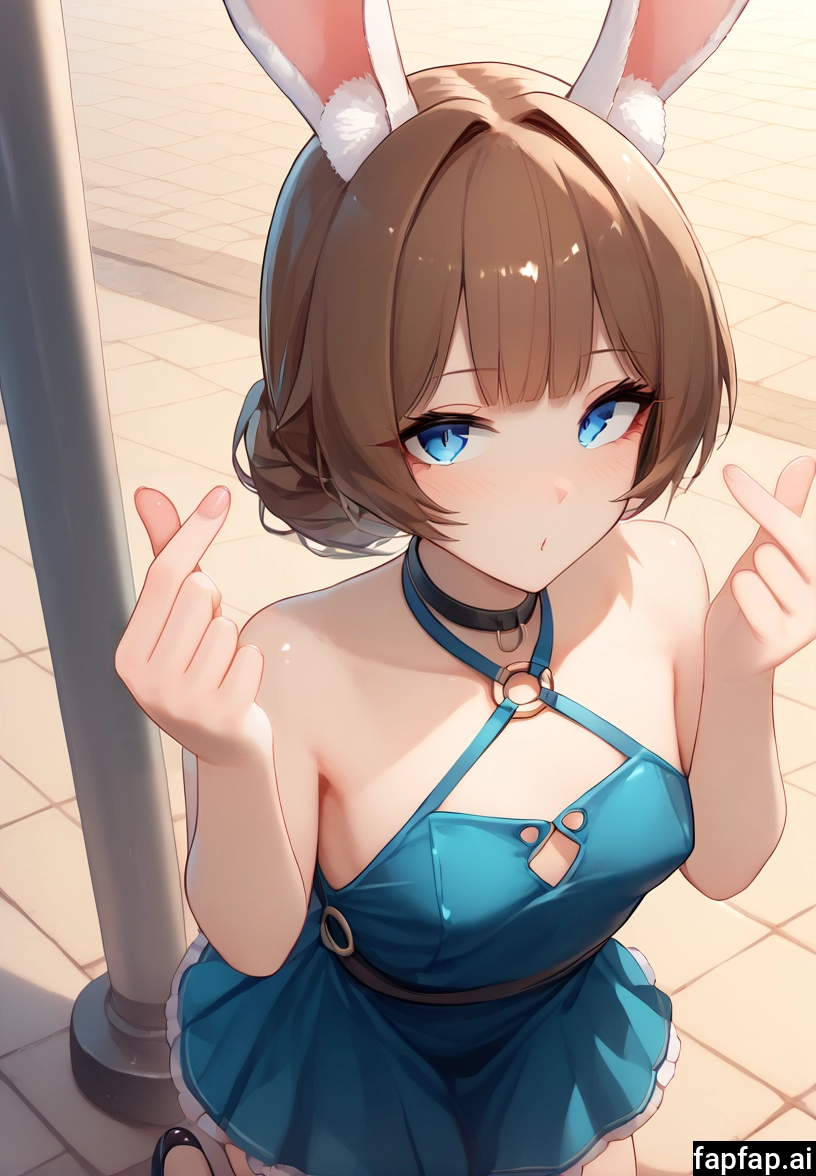 1girl, animal ears, rabbit ears, solo, brown hair, blue eyes · Yamete.gg