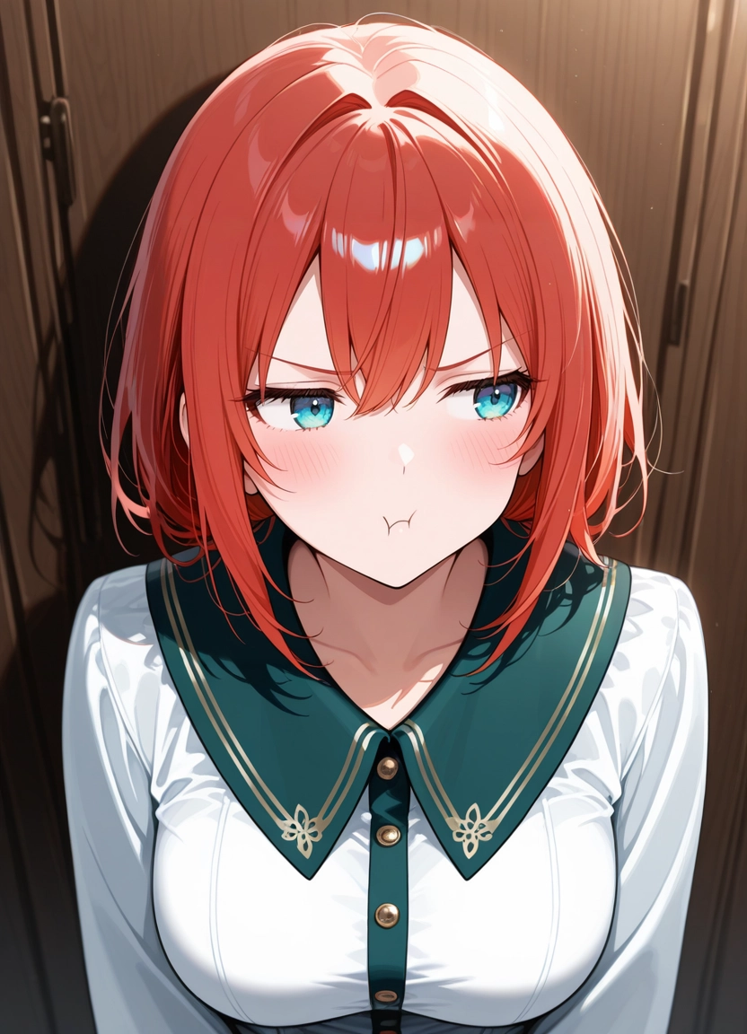 1girl, solo, blush, pout, breasts, shirt · Yamete.gg