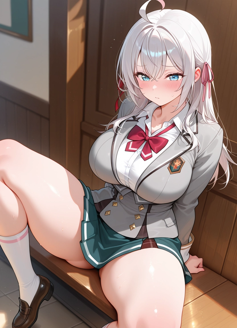 1girl, breasts, skirt, large breasts, solo, blue eyes · Yamete.gg