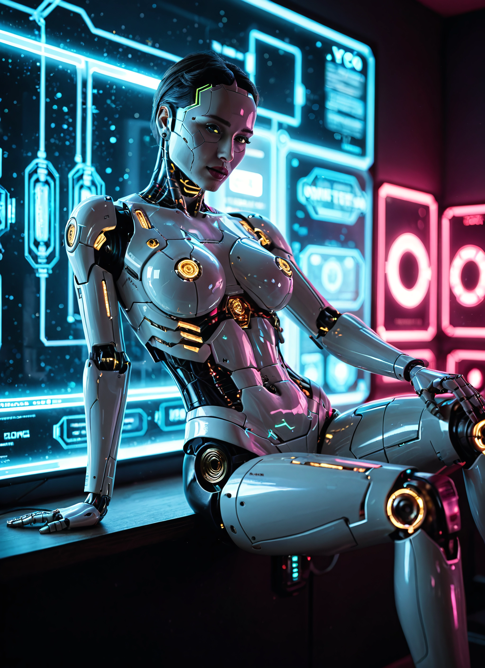 1girl, solo, sitting, breasts, science fiction, medium breasts · Yamete.gg