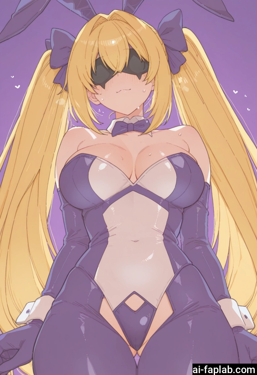 1girl, animal ears, blonde hair, breasts, rabbit ears, twintails