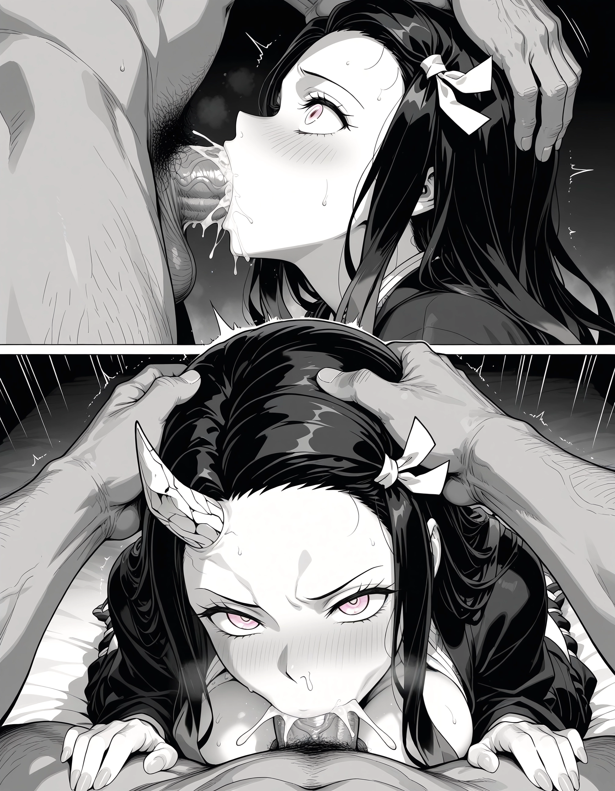1girl, penis, oral, hetero, fellatio, horns · Yamete.gg