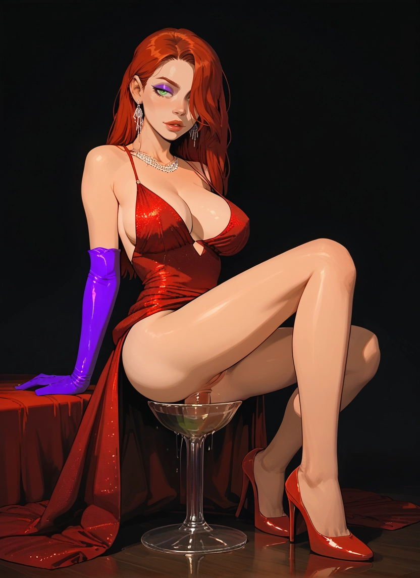 1girl, breasts, dress, gloves, jewelry, solo · Yamete.gg
