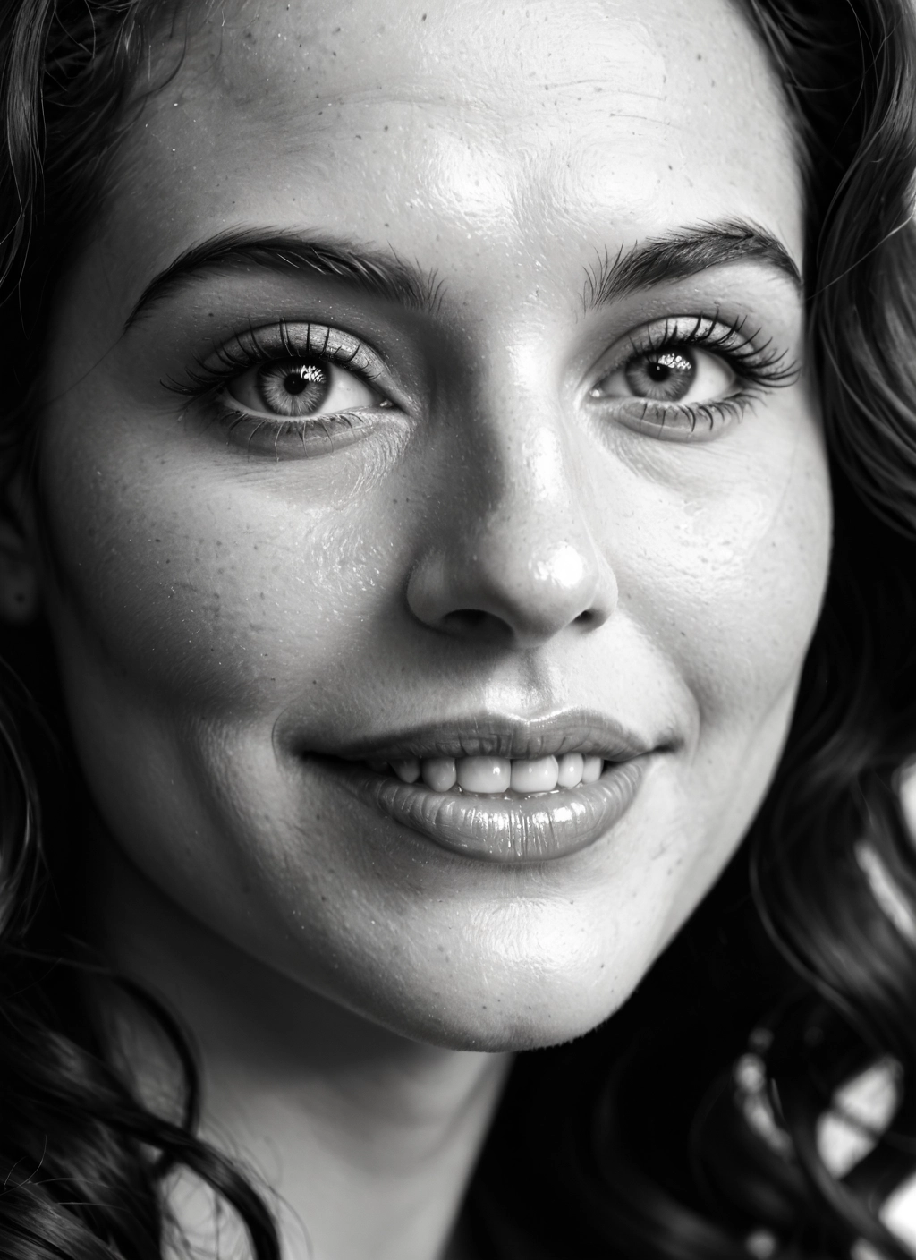 monochrome, greyscale, 1girl, solo, realistic, lips · Yamete.gg