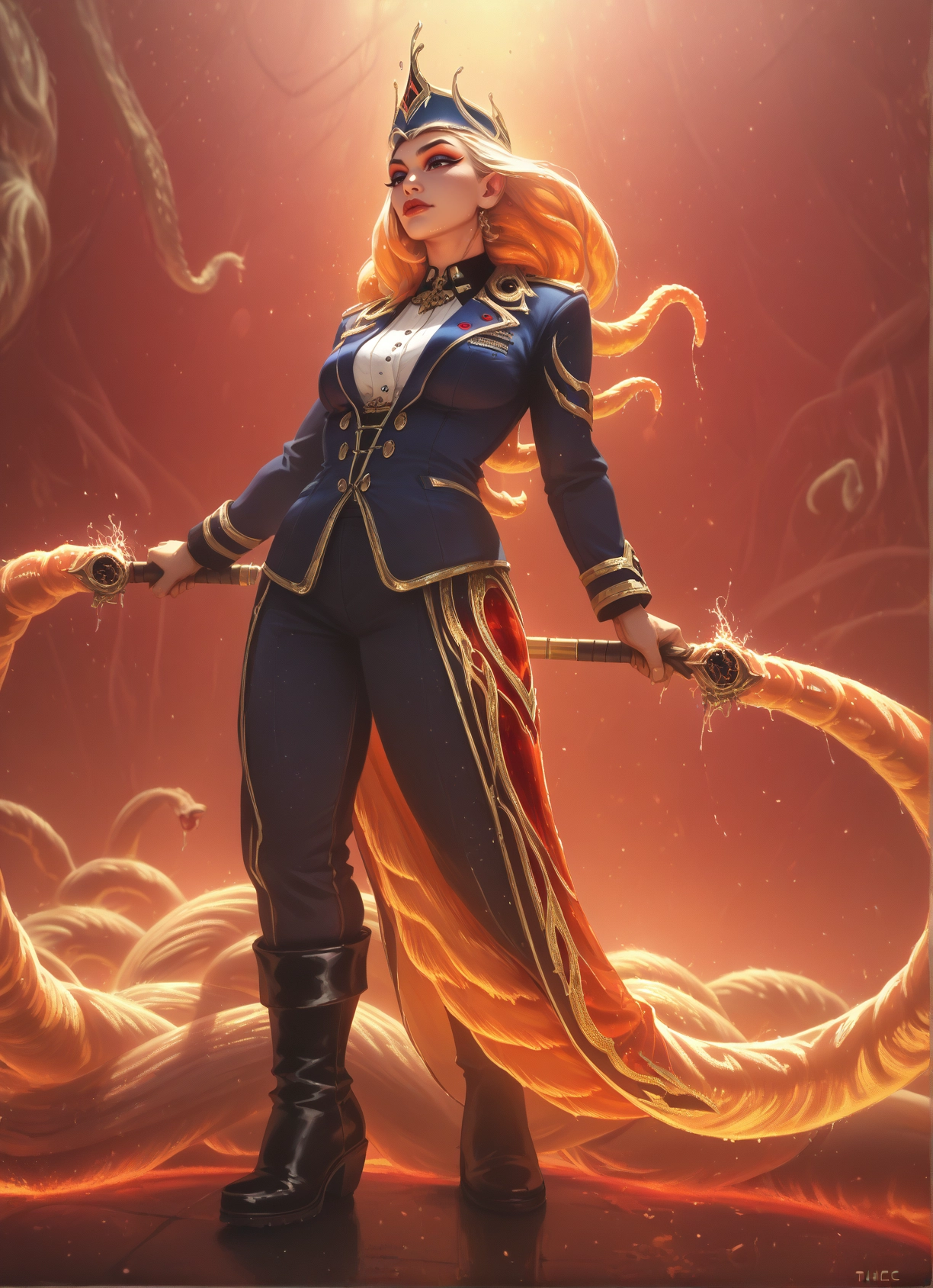 1girl, boots, blonde hair, tentacles, solo, jewelry · Yamete.gg