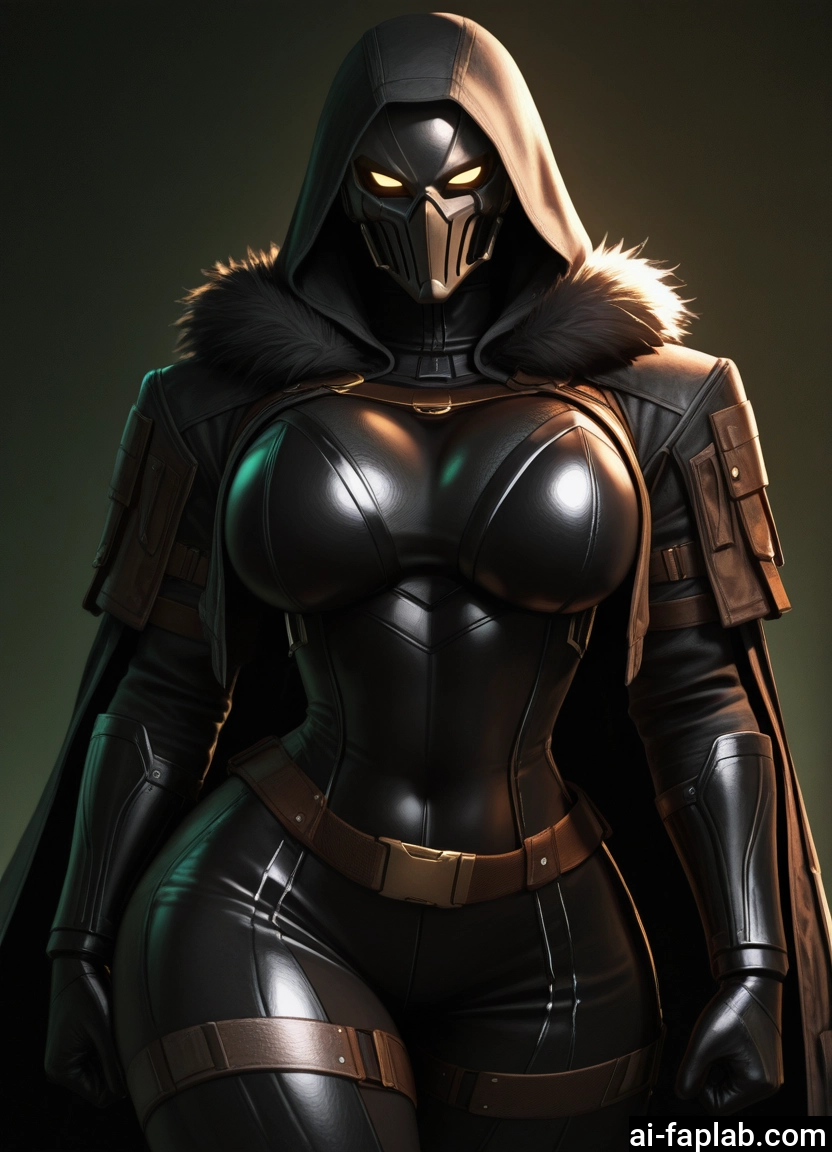 1girl, breasts, solo, hood, bodysuit, mask · Yamete.gg