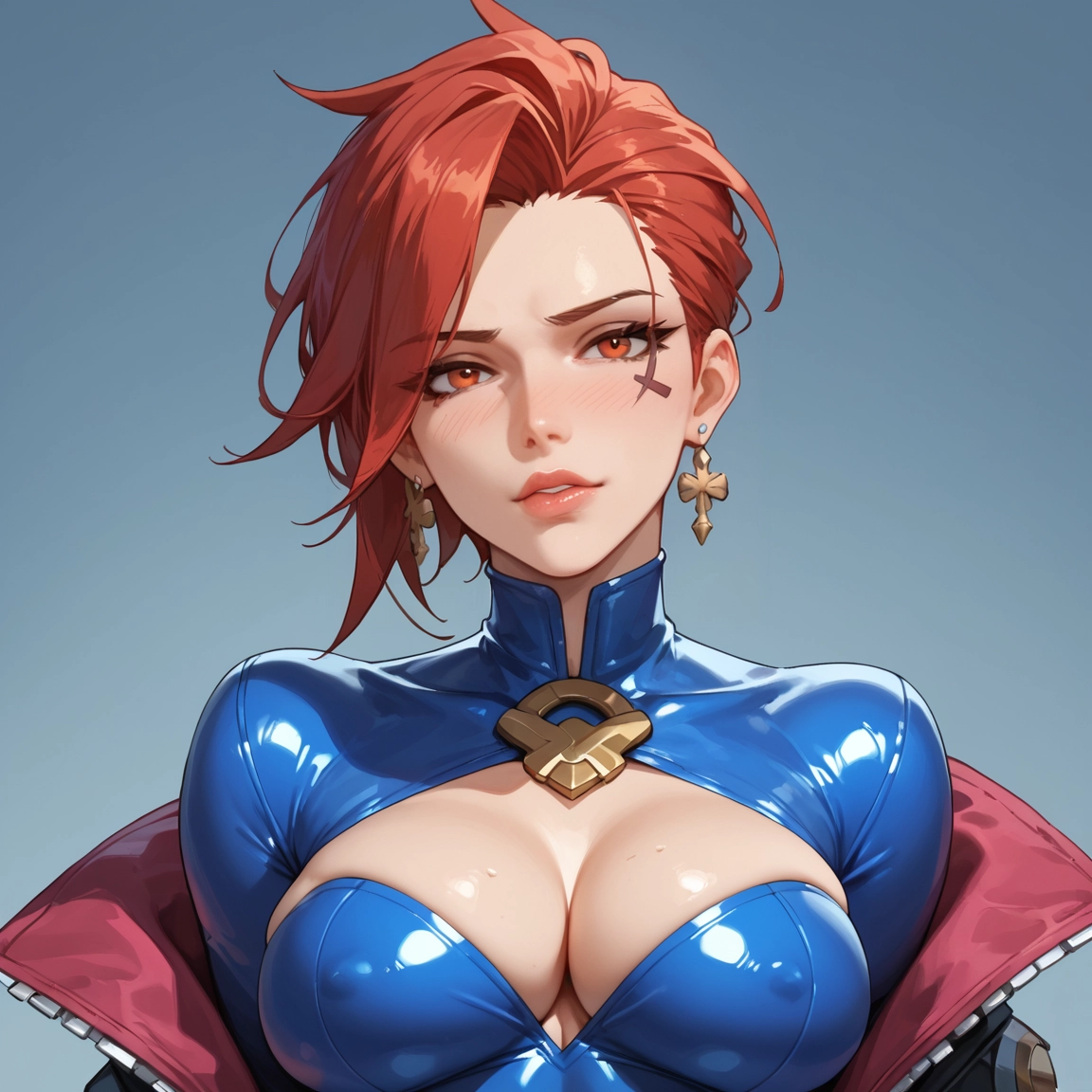 1girl, breasts, solo, jewelry, earrings, covered nipples · Yamete.gg