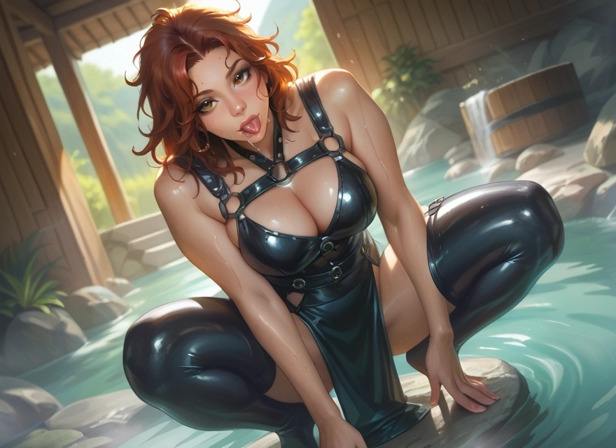 1girl, breasts, tongue, thighhighs, solo, large breasts · Yamete.gg