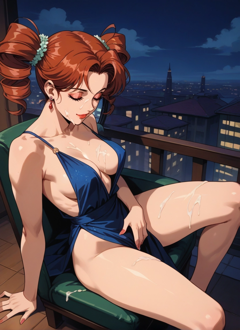 1girl, breasts, solo, closed eyes, drill hair, cum · Yamete.gg
