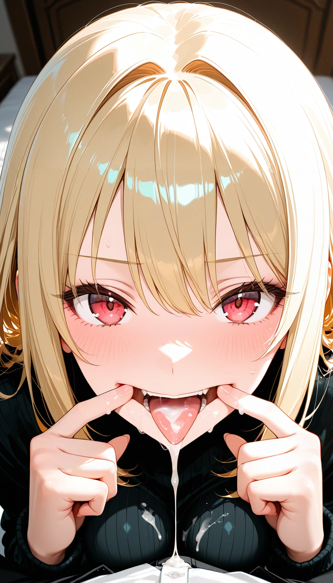 1girl, cum, tongue, tongue out, blonde hair, looking at viewer · Yamete.gg