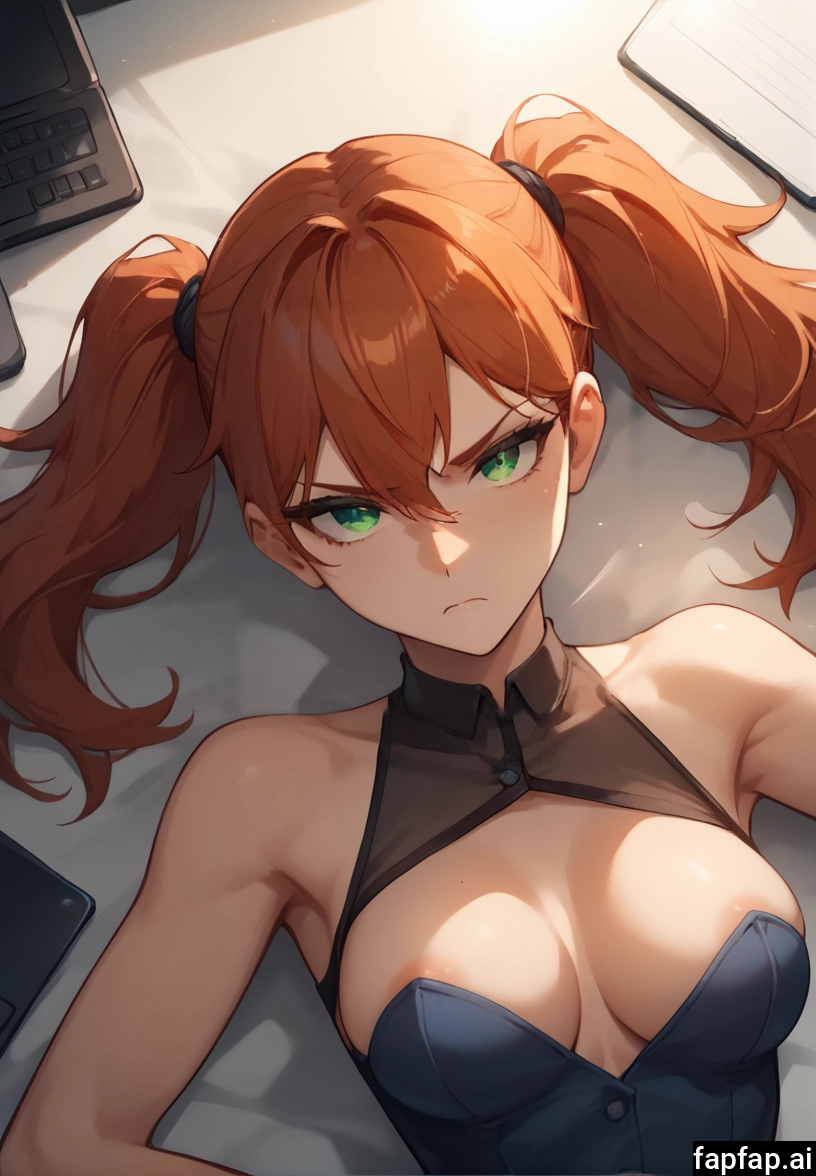 1girl, breasts, solo, twintails, green eyes, looking at viewer