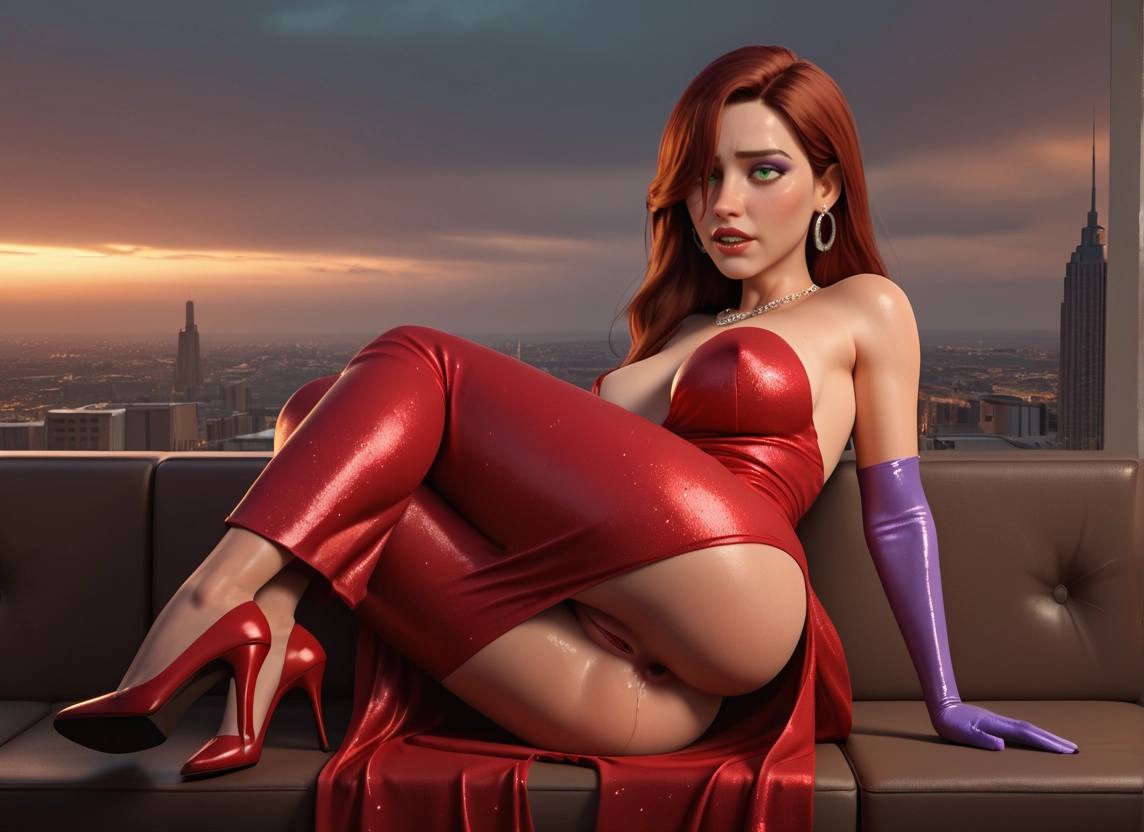 1girl, solo, pussy, dress, jewelry, gloves · Yamete.gg