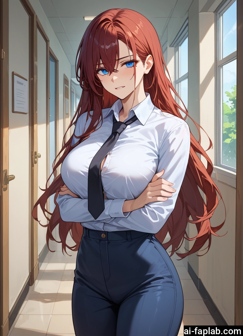 1girl, breasts, long hair, blue eyes, shirt, necktie