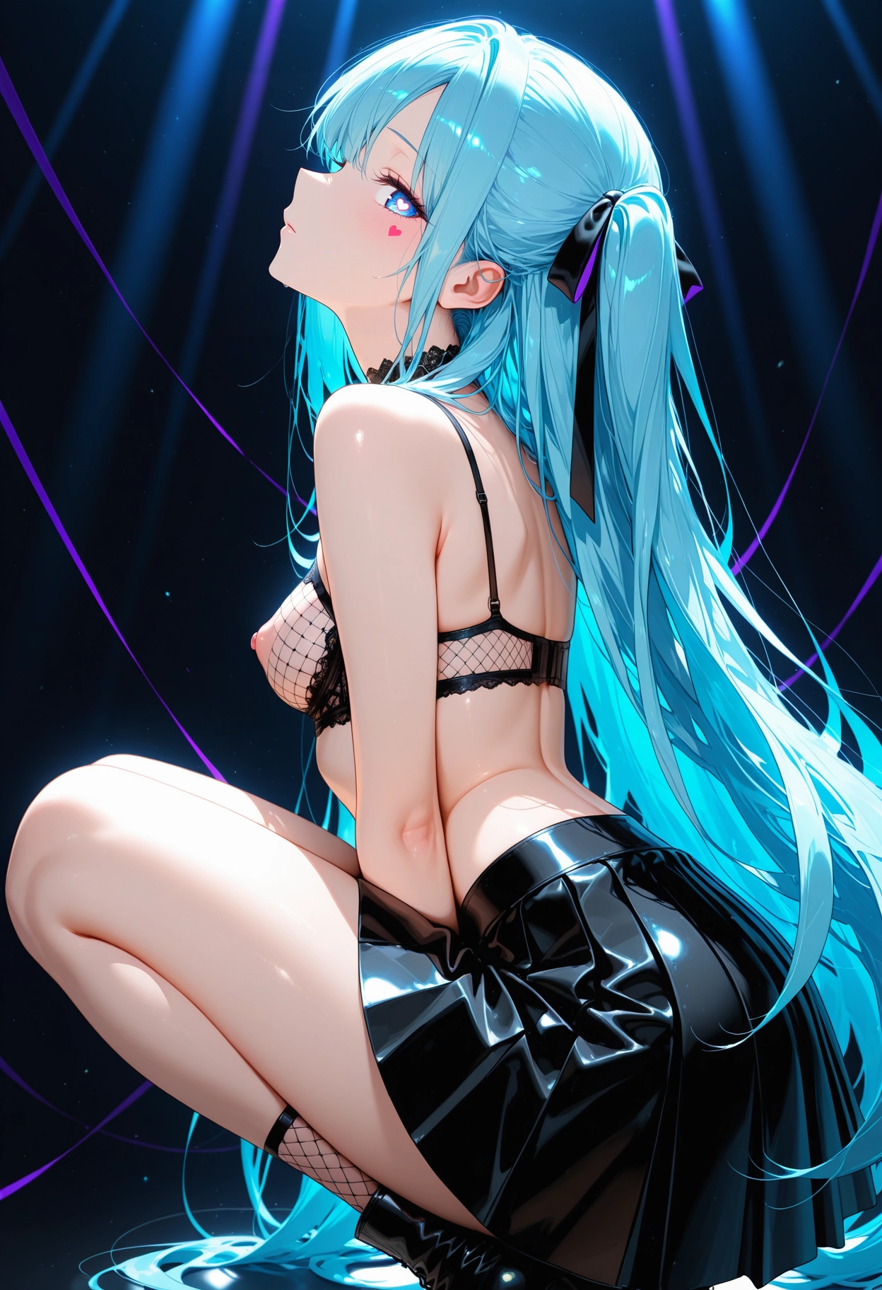 1girl, solo, long hair, skirt, breasts, nipples · Yamete.gg