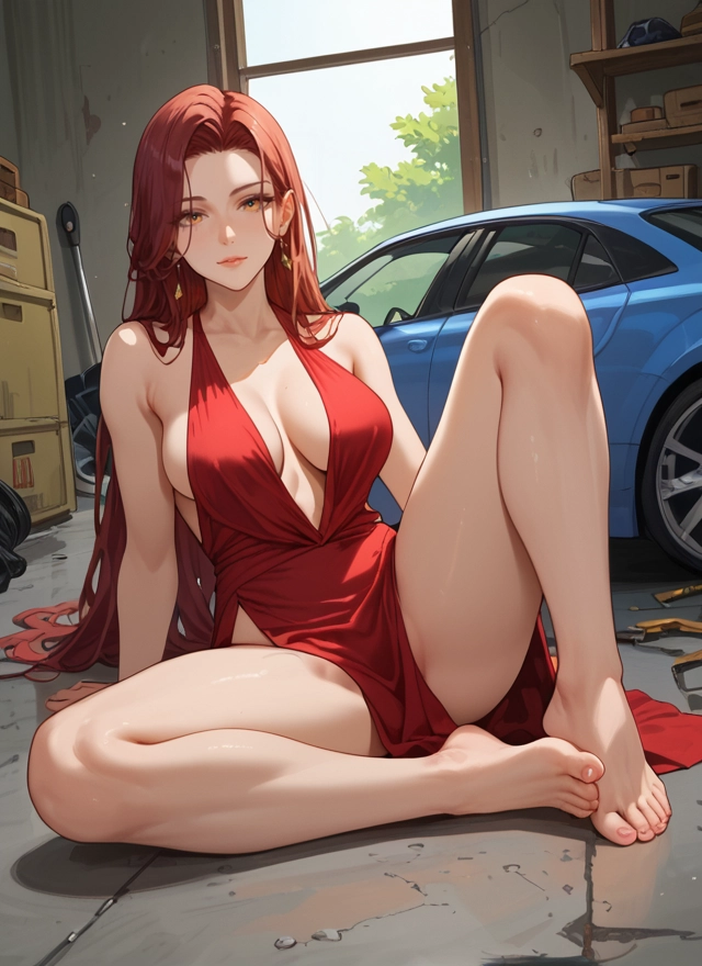 1girl, breasts, dress, long hair, barefoot, jewelry · Yamete.gg