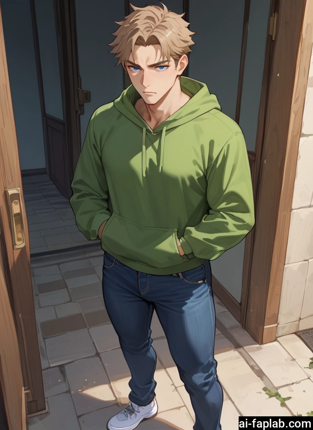 1boy, male focus, blue eyes, pants, hood, hoodie · Yamete.gg