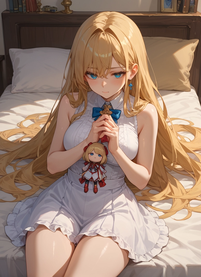 1girl, long hair, blonde hair, blue eyes, breasts, jewelry · Yamete.gg