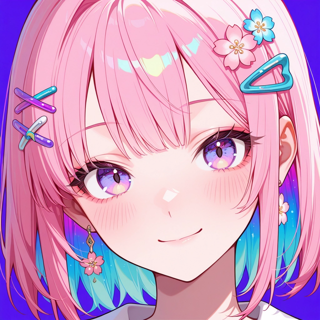 1girl, hair ornament, solo, pink hair, earrings, jewelry · Yamete.gg