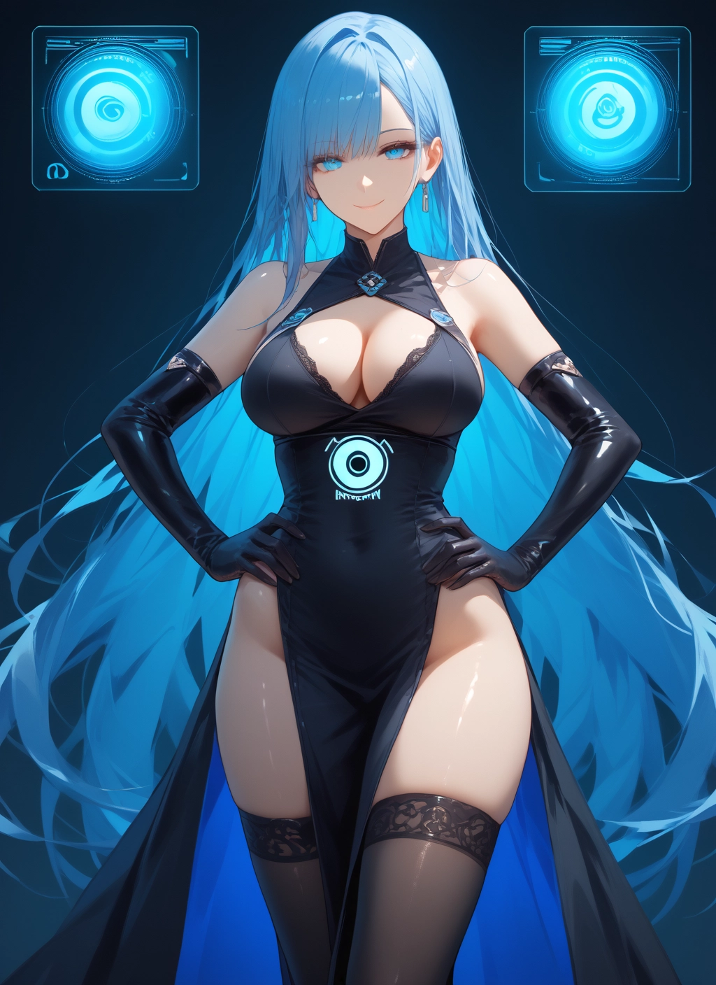 1girl, breasts, long hair, gloves, thighhighs, dress · Yamete.gg