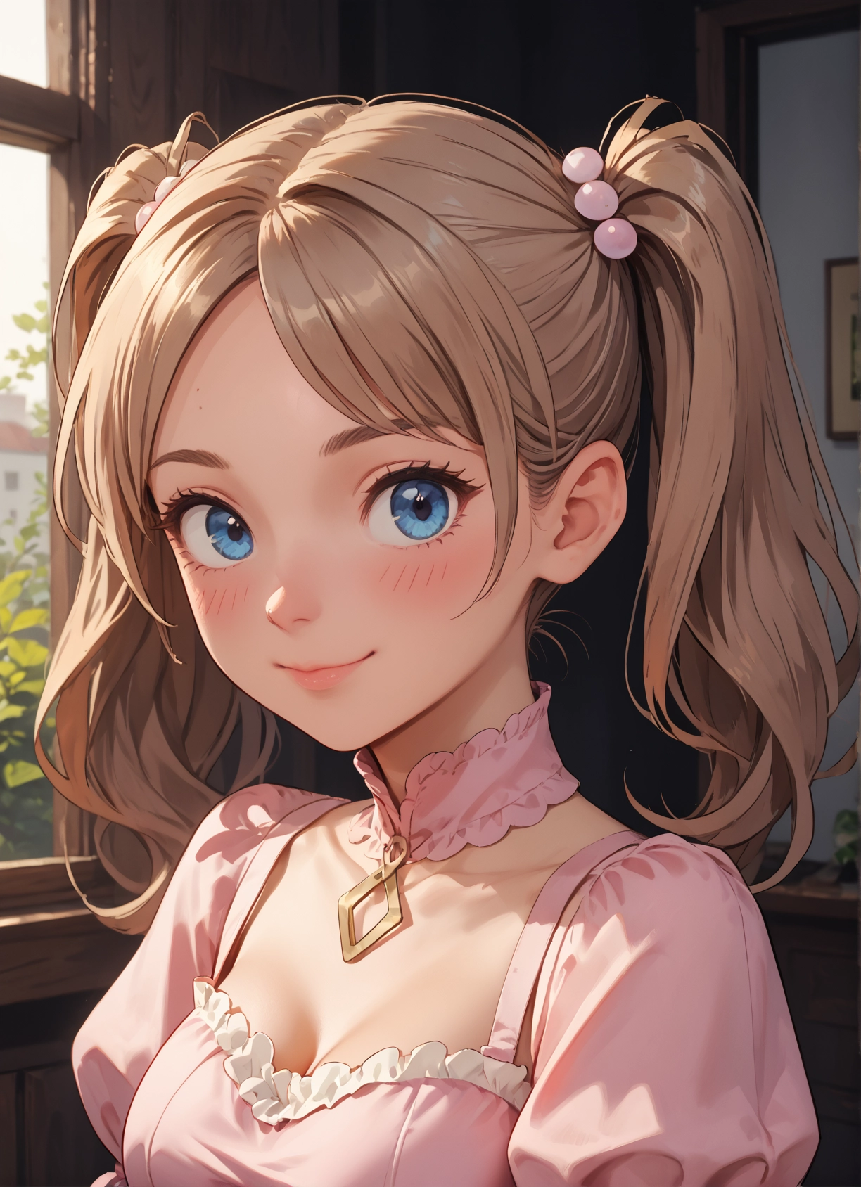1girl, solo, blue eyes, breasts, twintails, smile · Yamete.gg