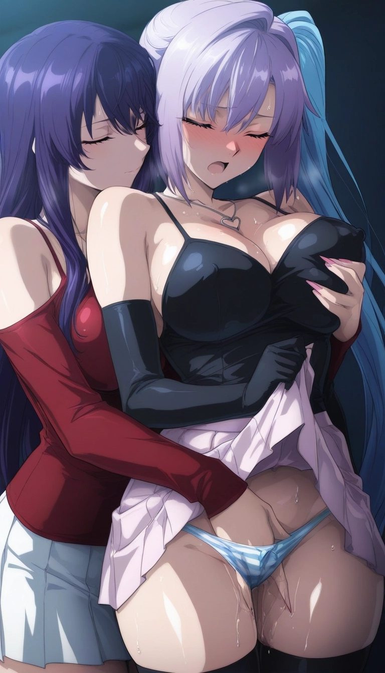 breasts, multiple girls, 2girls, yuri, skirt, large breasts · Yamete.gg