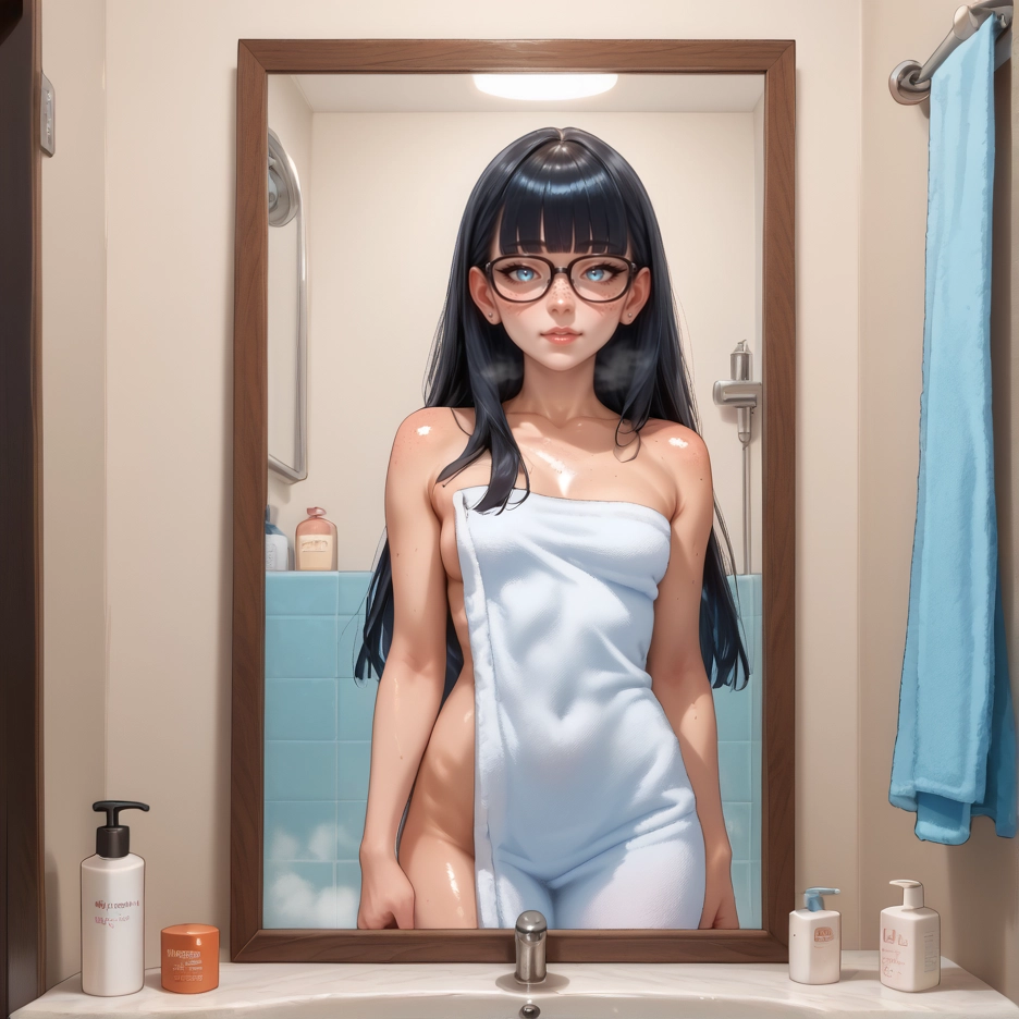 1girl, breasts, nipples, solo, glasses, nude · Yamete.gg
