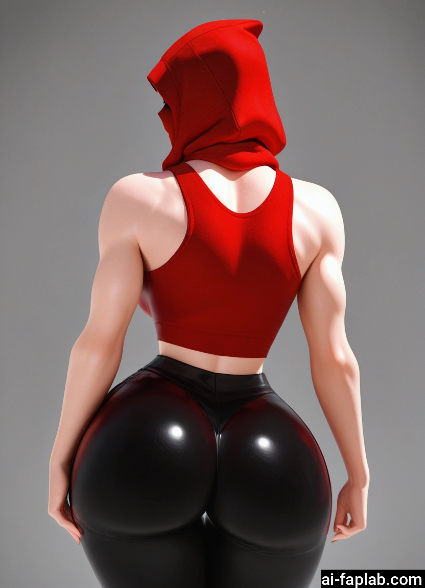 1girl, ass, solo, hood, from behind, pants