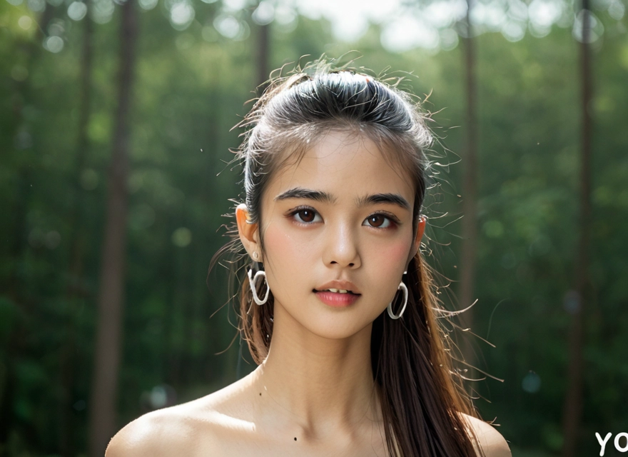 1girl, solo, jewelry, earrings, long hair, brown eyes · Yamete.gg