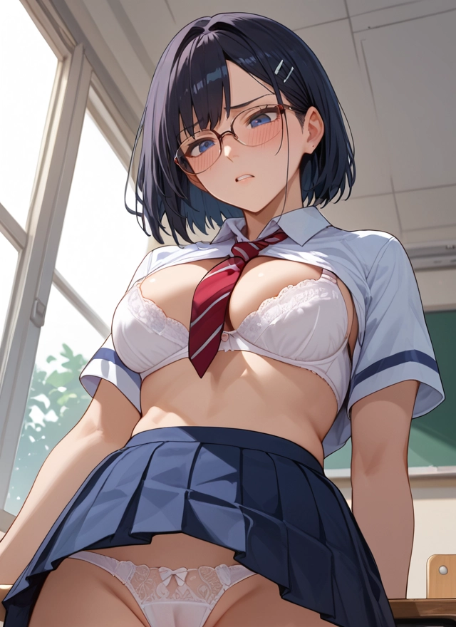 1girl, underwear, breasts, panties, skirt, bra · Yamete.gg