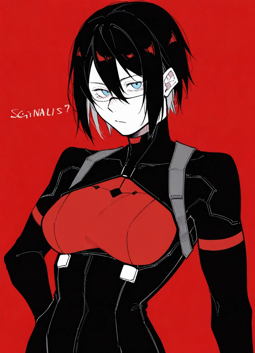 1girl, blue eyes, solo, short hair, breasts, glasses · Yamete.gg