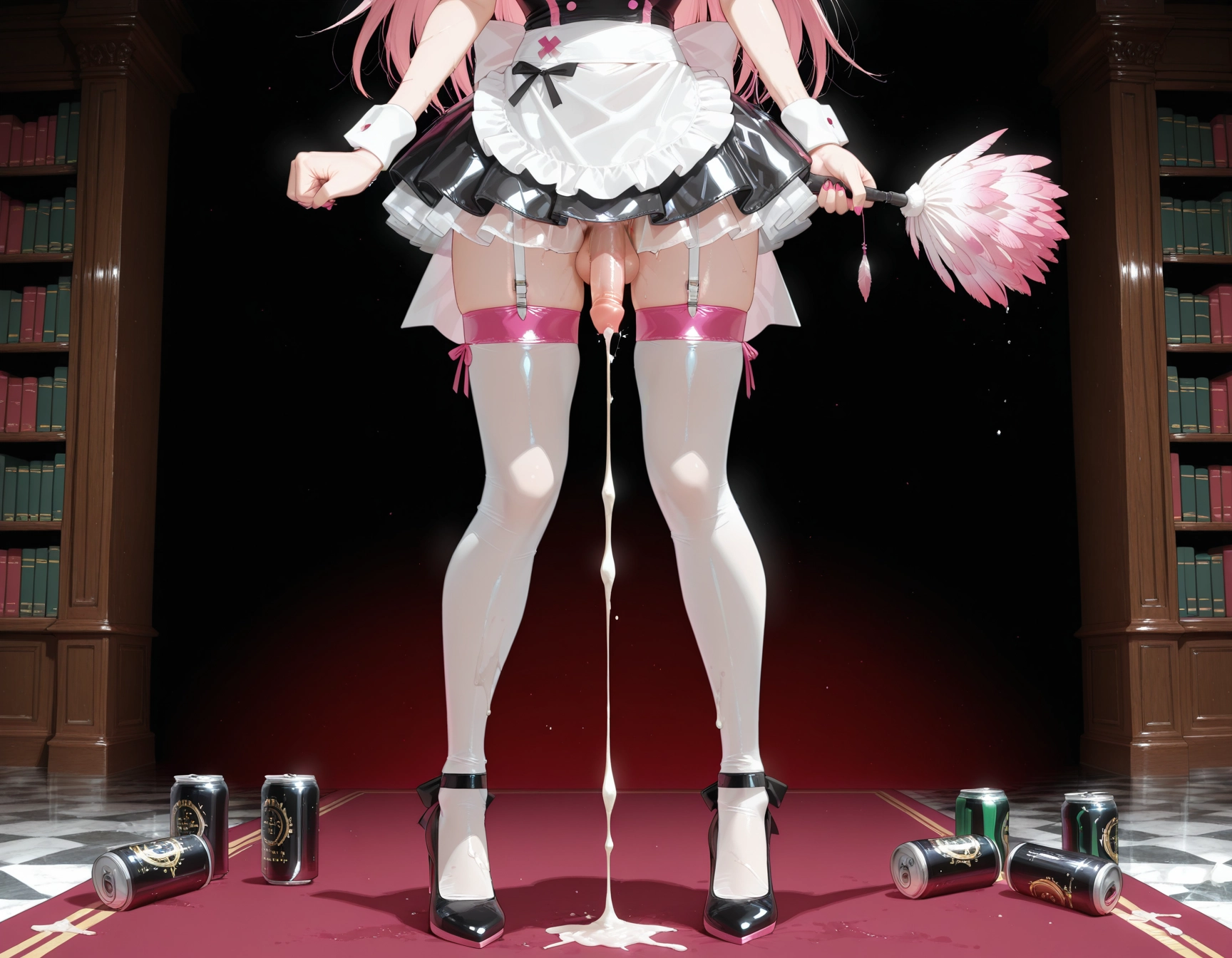 futanari, penis, flaccid, thighhighs, cum, solo · Yamete.gg