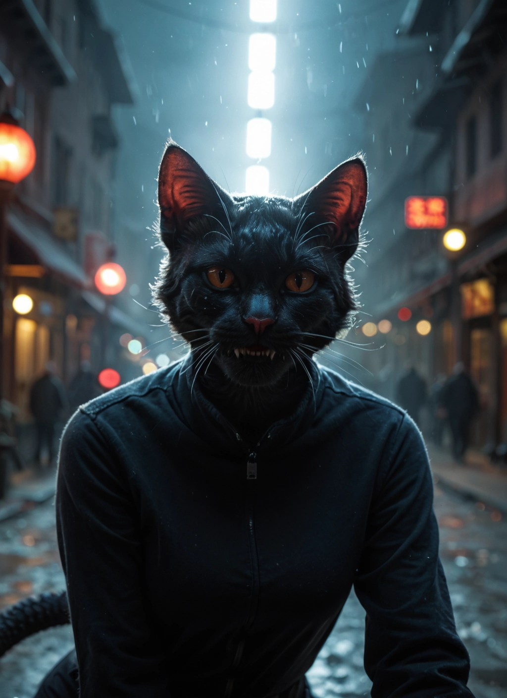 furry, cat, rain, outdoors, blurry, jacket · Yamete.gg